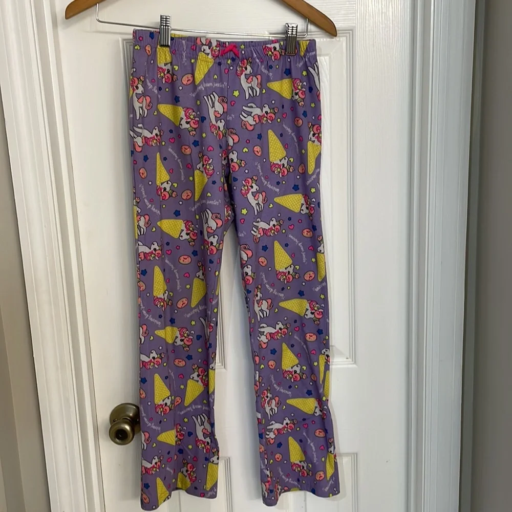 Justice Girls Pajama Set Purple Unicorns Sz 12